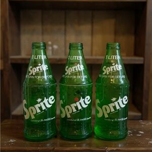 3X Vintage SPRITE 1 Liter Soda Bottles